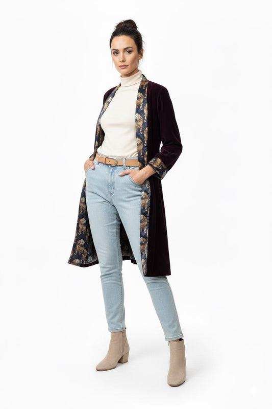 Reversible Tiger Print Velvet Duster Jacket - JayKayBoutiqueOnline