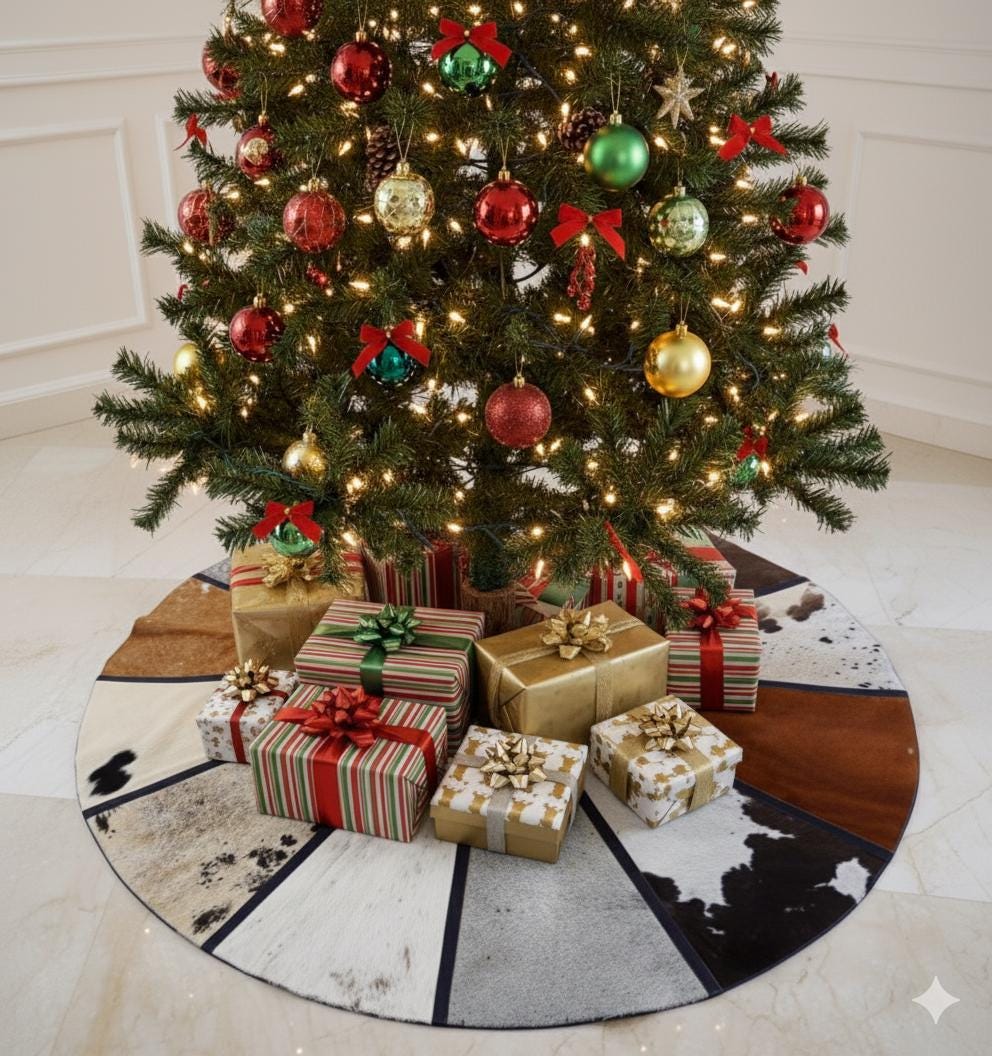 Cowhide Christmas Tree Skirt 58” - JayKayBoutiqueOnline