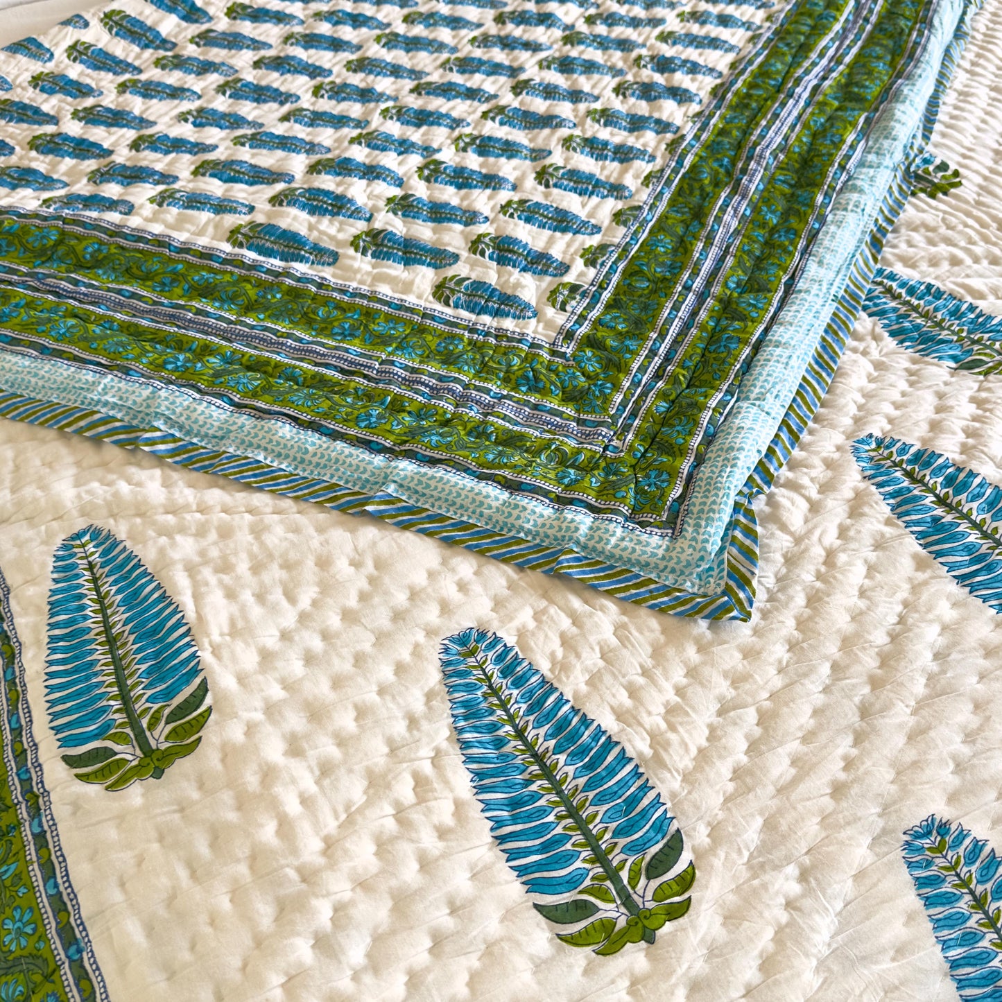 Hand Block Print Reversible Quilted Cotton Bedspread | Quilted Reversible Bed Throw | Indian Handblock Top Quality Bed Cover - JayKayBoutiqueOnline