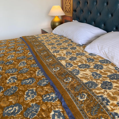 Hand Block Print Reversible Quilted Cotton Bedspread | Quilted Reversible Bed Throw | Indian Handblock Top Quality Bed Cover - JayKayBoutiqueOnline