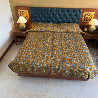 Hand Block Print Cotton Bedspread | Reversible Indian Quilted Bed Throw - JayKayBoutiqueOnline