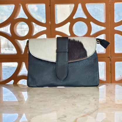 Leather Cowhide Crossbody Clutch Bag with Detachable Strap - JayKayBoutiqueOnline