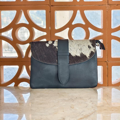 Leather Cowhide Crossbody Clutch Bag with Detachable Strap - JayKayBoutiqueOnline