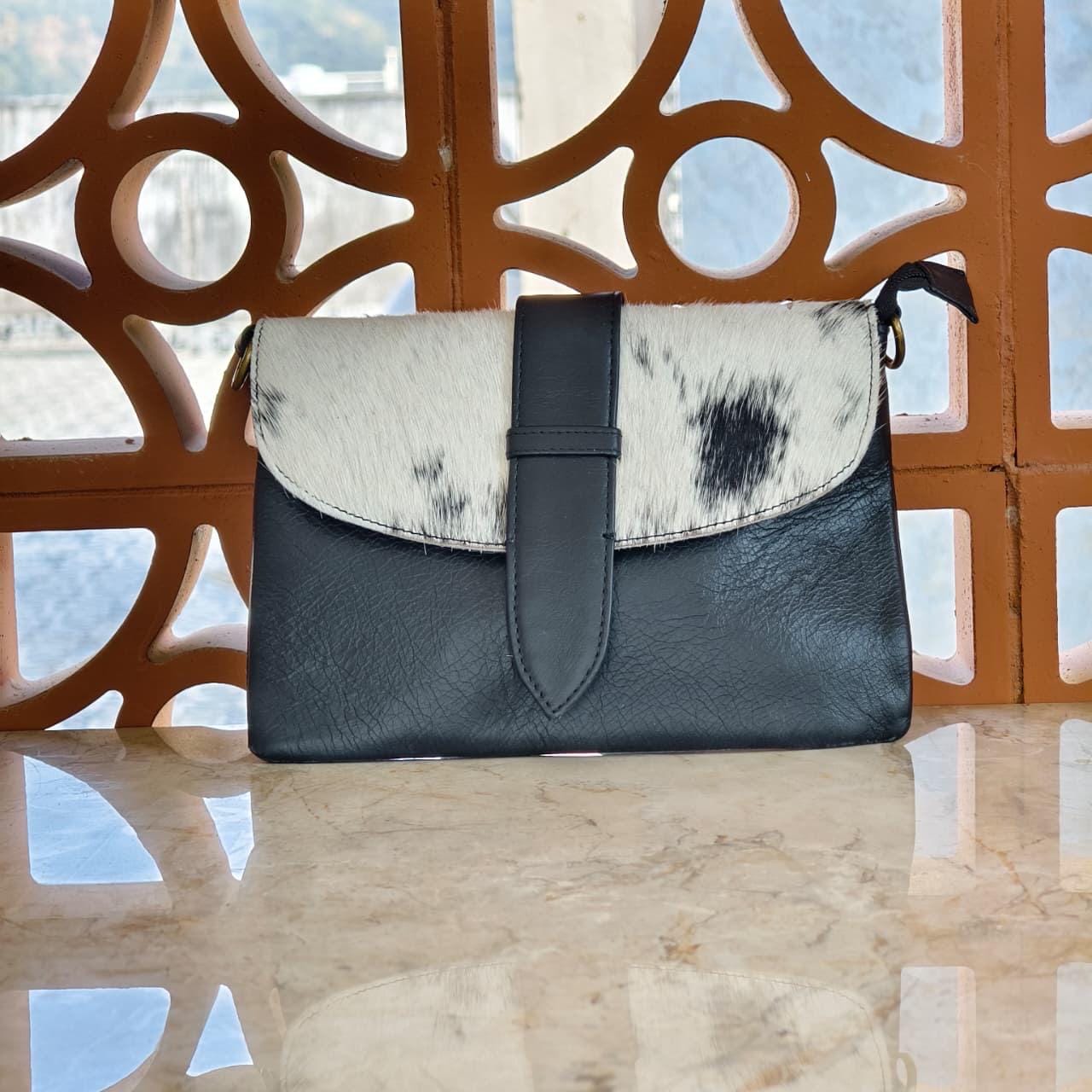 Leather Cowhide Crossbody Clutch Bag with Detachable Strap - JayKayBoutiqueOnline