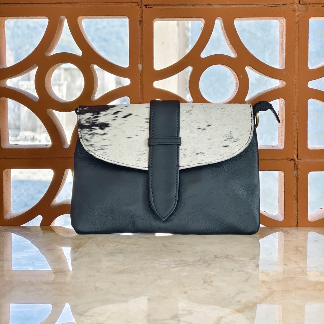 Leather Cowhide Crossbody Clutch Bag with Detachable Strap - JayKayBoutiqueOnline