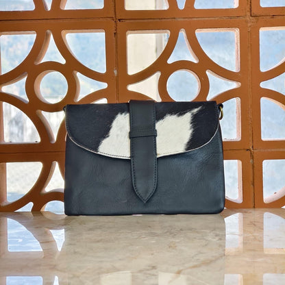 Leather Cowhide Crossbody Clutch Bag with Detachable Strap - JayKayBoutiqueOnline