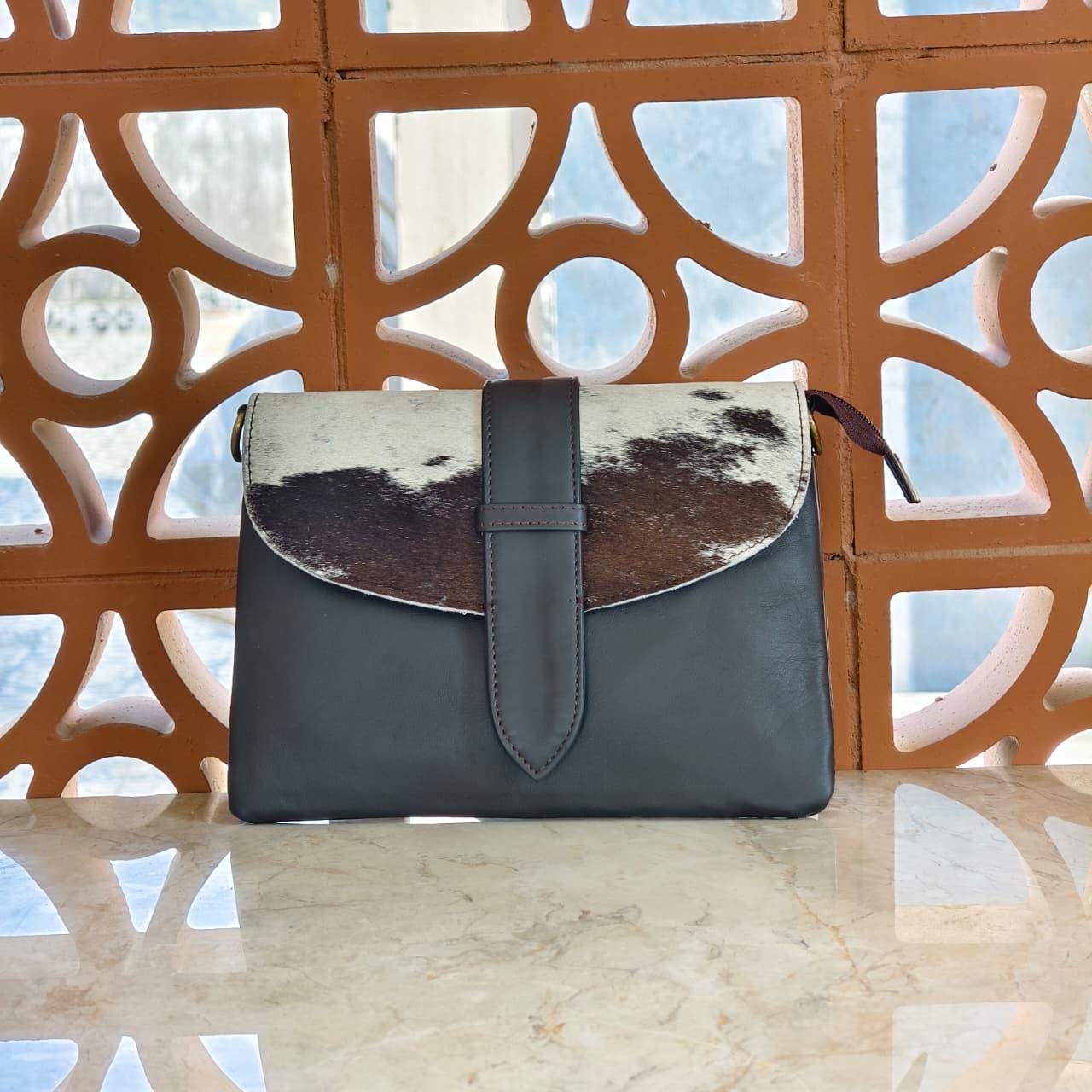 Leather Cowhide Crossbody Clutch Bag with Detachable Strap - JayKayBoutiqueOnline