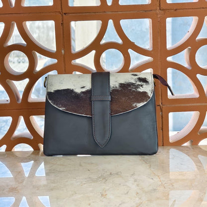 Leather Cowhide Crossbody Clutch Bag with Detachable Strap - JayKayBoutiqueOnline