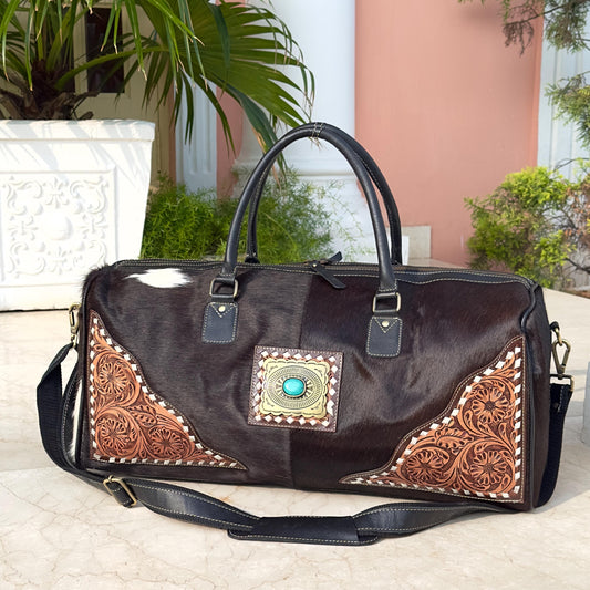 Hand Tooled Leather Duffle Bag - JayKayBoutiqueOnline