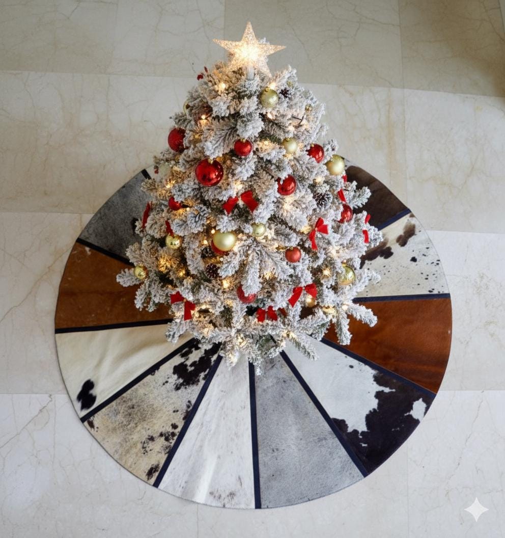 Cowhide Christmas Tree Skirt 58” - JayKayBoutiqueOnline