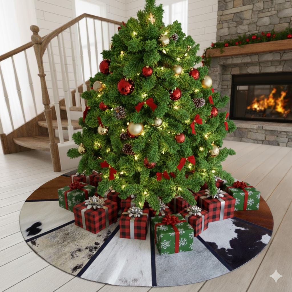 Cowhide Christmas Tree Skirt 58” - JayKayBoutiqueOnline