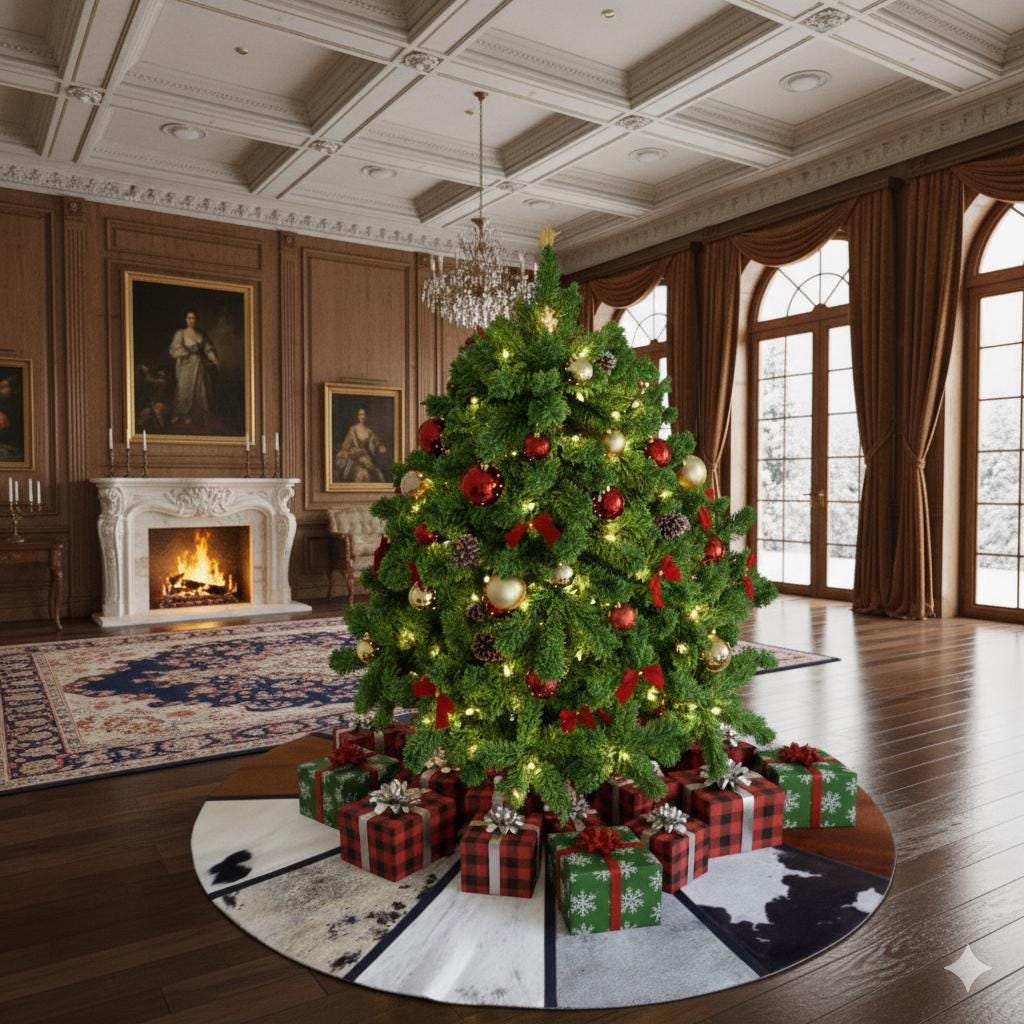 Cowhide Christmas Tree Skirt 58” - JayKayBoutiqueOnline