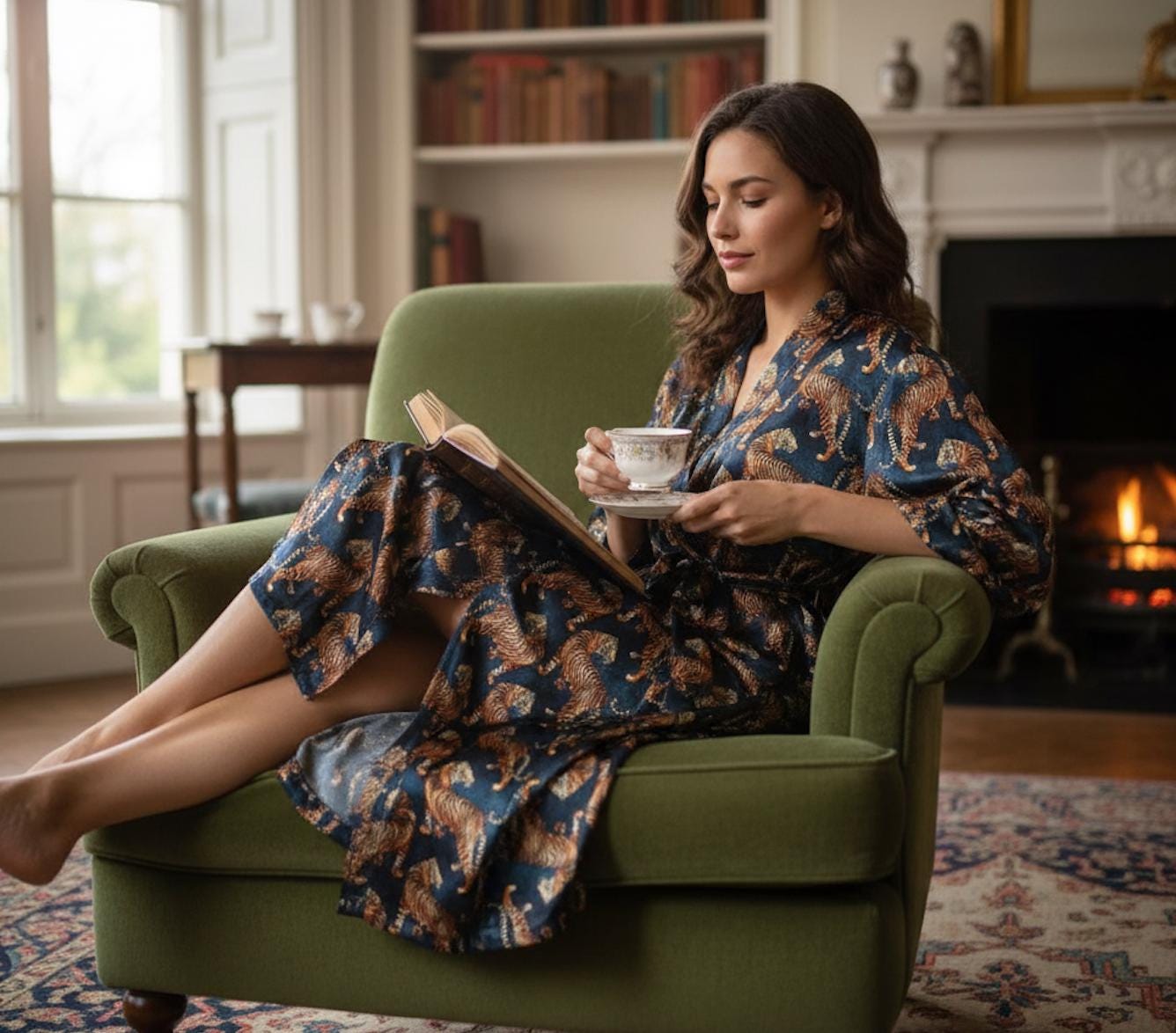 Tiger Print Satin Robe - JayKayBoutiqueOnline