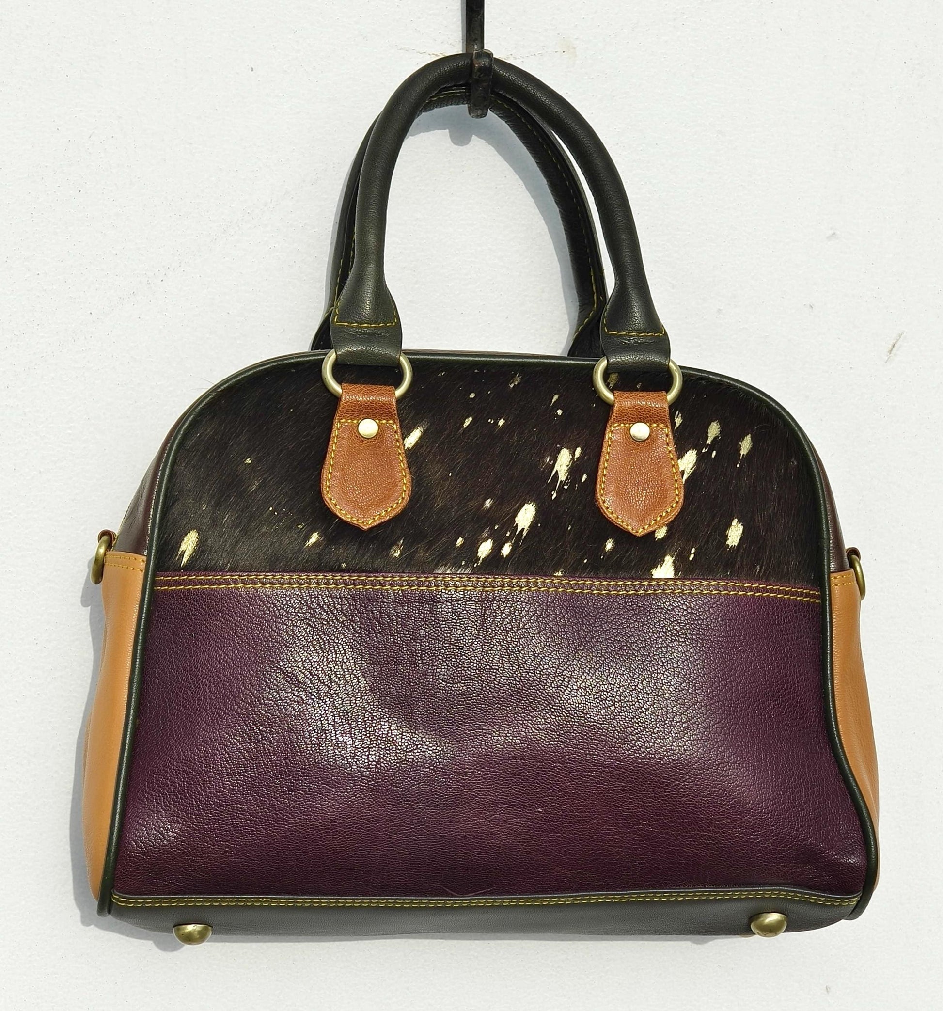 Coloured Leather Top Handle Leather Handbag: Vintage Style, Adjustable Strap - JayKayBoutiqueOnline