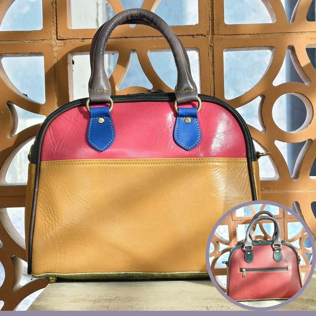 Coloured Leather Top Handle Handbags with Animal Print Hide Options - JayKayBoutiqueOnline
