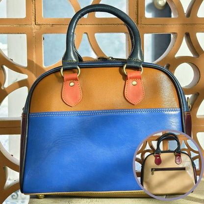 Coloured Leather Top Handle Handbags with Animal Print Hide Options - JayKayBoutiqueOnline