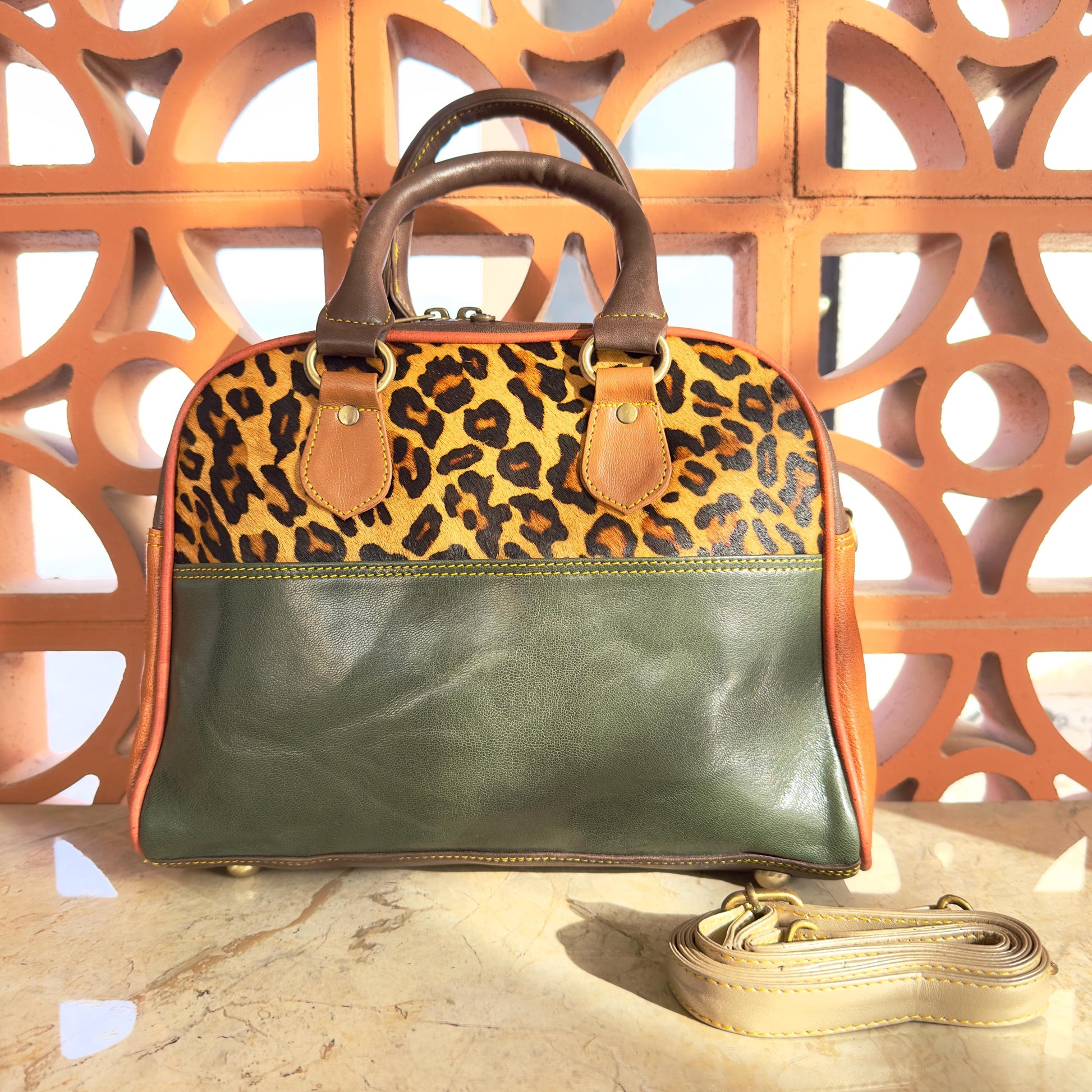 Coloured Leather Top Handle Handbags with Animal Print Hide Options - JayKayBoutiqueOnline