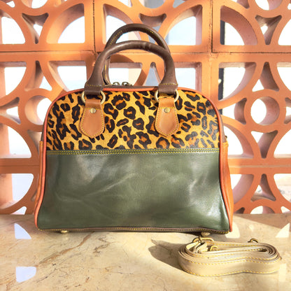 Coloured Leather Top Handle Handbags with Animal Print Hide Options - JayKayBoutiqueOnline
