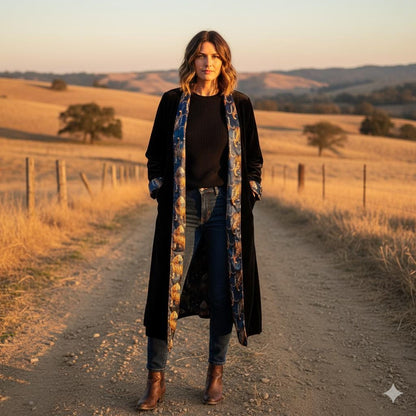 Reversible Velvet Duster Jacket with Tiger Print - JayKayBoutiqueOnline