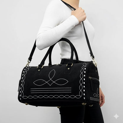 Western Boot Stitch Suede Duffle Bag - JayKayBoutiqueOnline