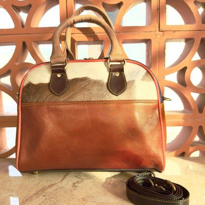 Recycled Coloured Leather Boston Bag - JayKayBoutiqueOnline
