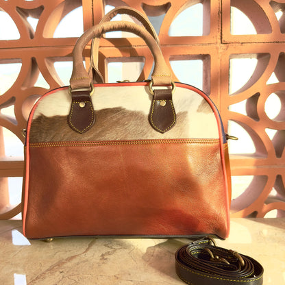 Coloured Leather Top Handle Handbags with Animal Print Hide Options - JayKayBoutiqueOnline