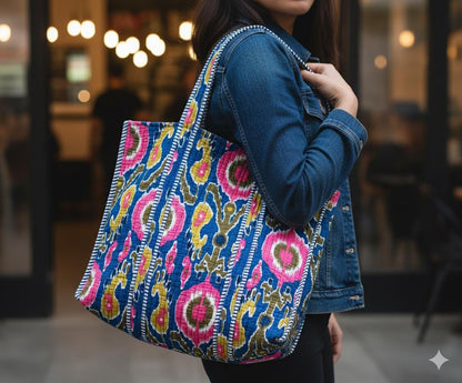 Cotton Quilted Tote Bag - JayKayBoutiqueOnline