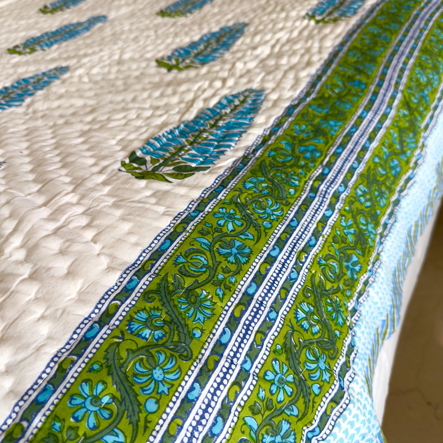 Hand Block Print Reversible Quilted Cotton Bedspread | Quilted Reversible Bed Throw | Indian Handblock Top Quality Bed Cover - JayKayBoutiqueOnline