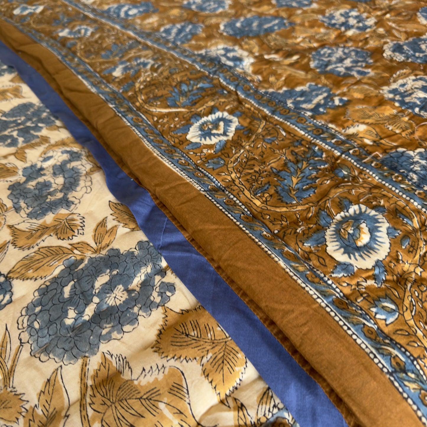 Hand Block Print Cotton Bedspread | Reversible Indian Quilted Bed Throw - JayKayBoutiqueOnline