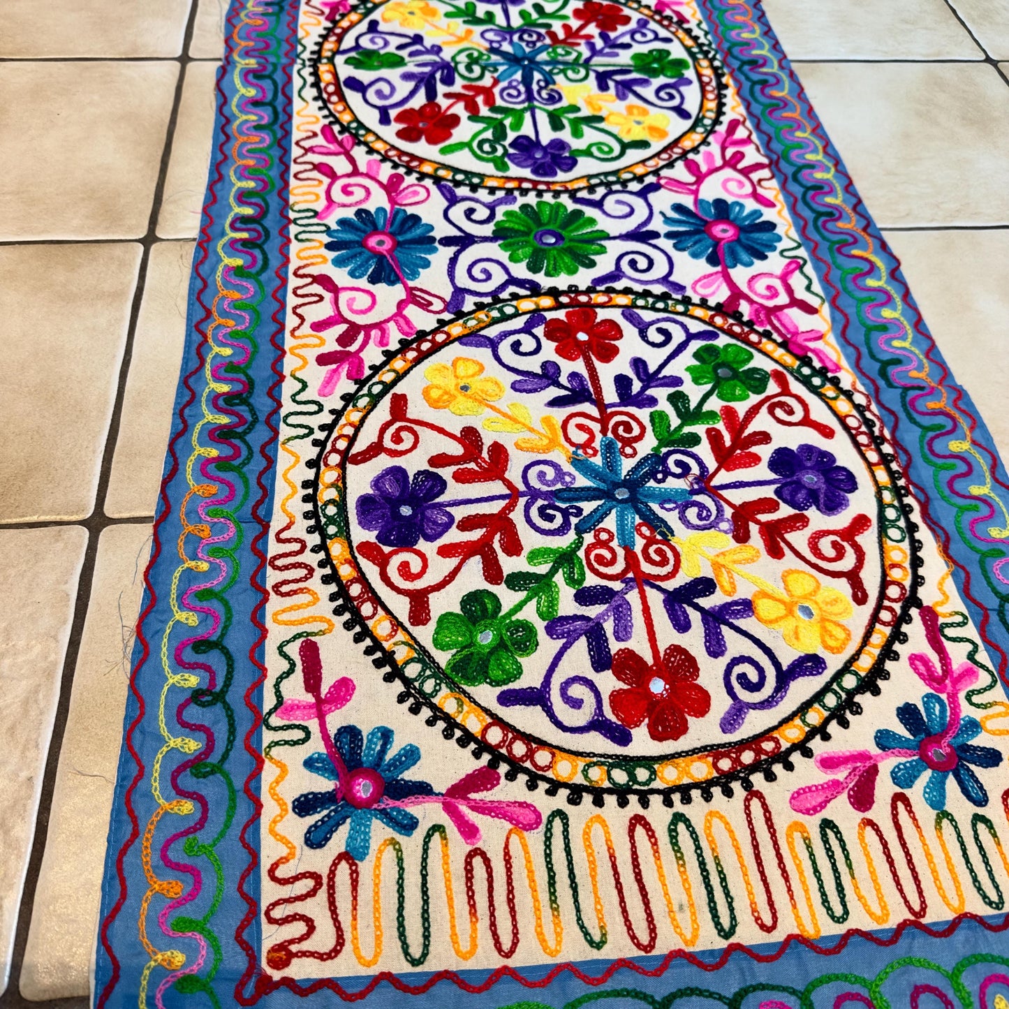 Embroidered Table Runner with Elephant or Floral Design - JayKayBoutiqueOnline