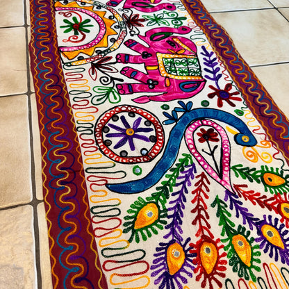 Embroidered Table Runner with Elephant or Floral Design - JayKayBoutiqueOnline