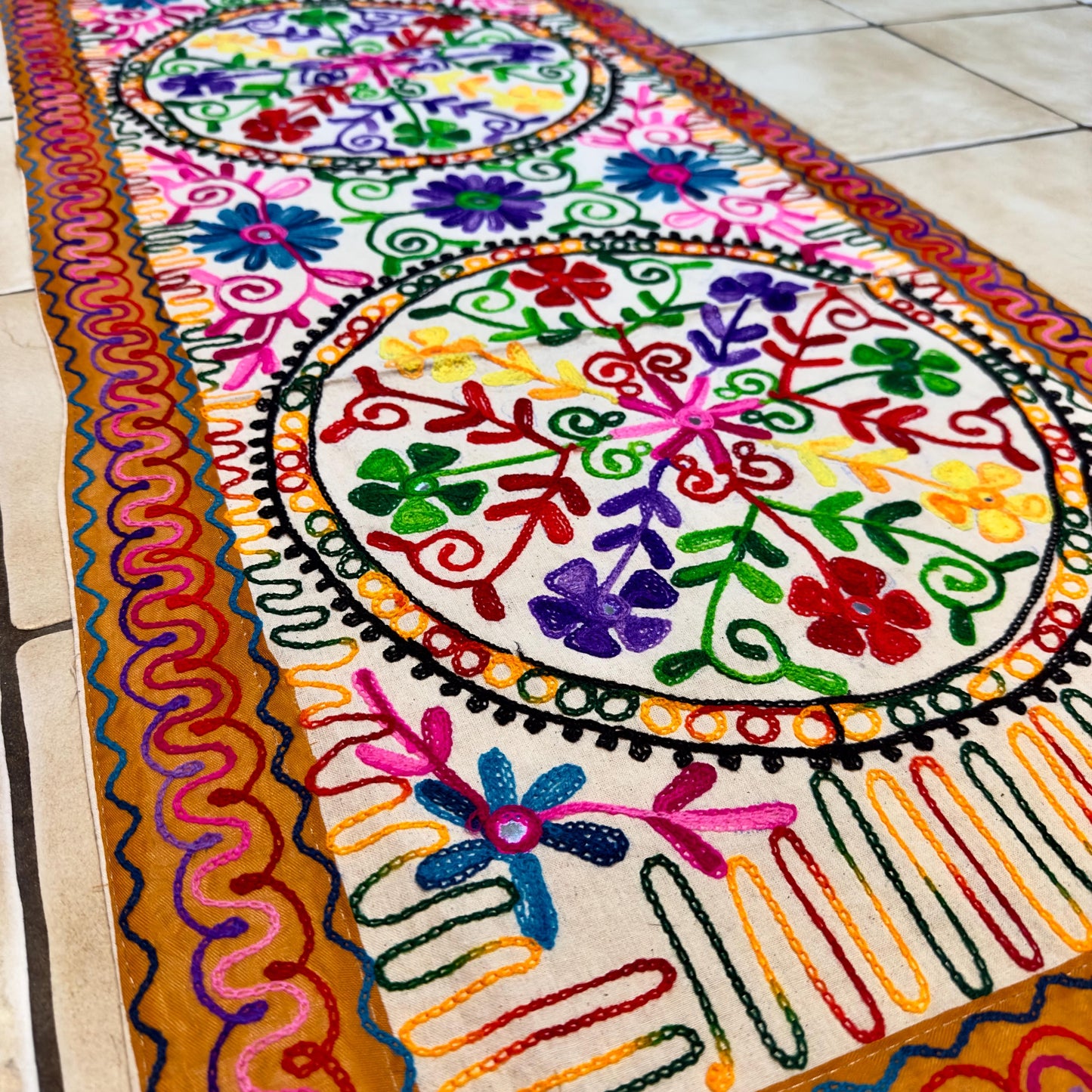 Wall Hanging Table Runner with Elephant or Floral Design - JayKayBoutiqueOnline