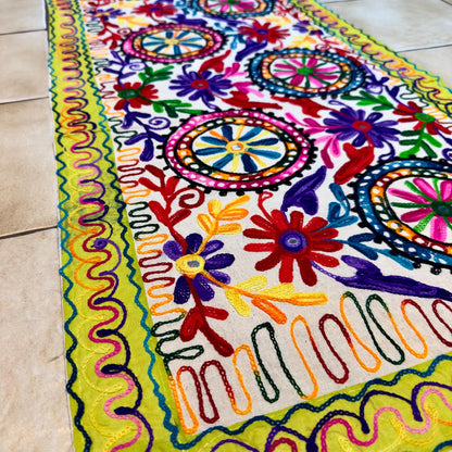 Embroidered Table Runner with Elephant or Floral Design - JayKayBoutiqueOnline