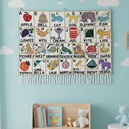 Embroidered Alphabet Tapestry Wall Hanging with Animals - JayKayBoutiqueOnline