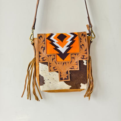 Hand Tooled Leather Cowhide Shoulder Bag - JayKayBoutiqueOnline