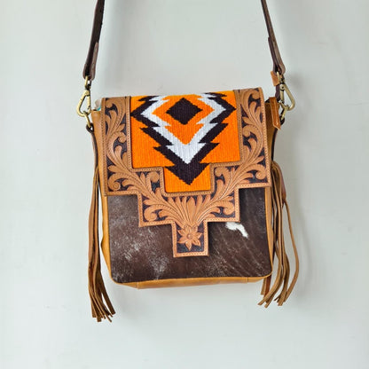 Hand Tooled Leather Cowhide Shoulder Bag - JayKayBoutiqueOnline