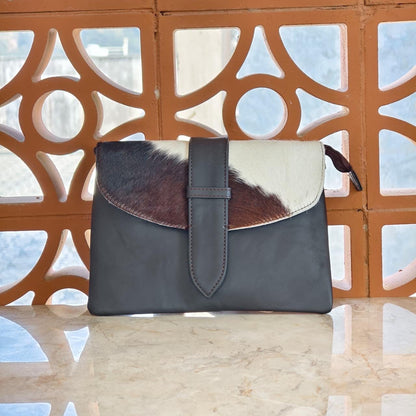 Leather Cowhide Crossbody Clutch Bag with Detachable Strap - JayKayBoutiqueOnline