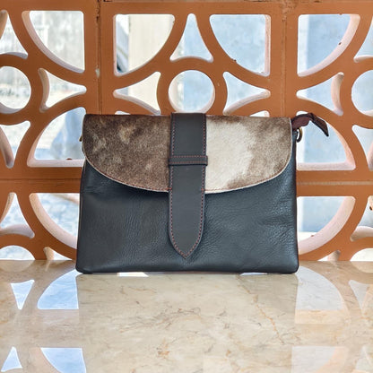Leather Cowhide Crossbody Clutch Bag with Detachable Strap - JayKayBoutiqueOnline