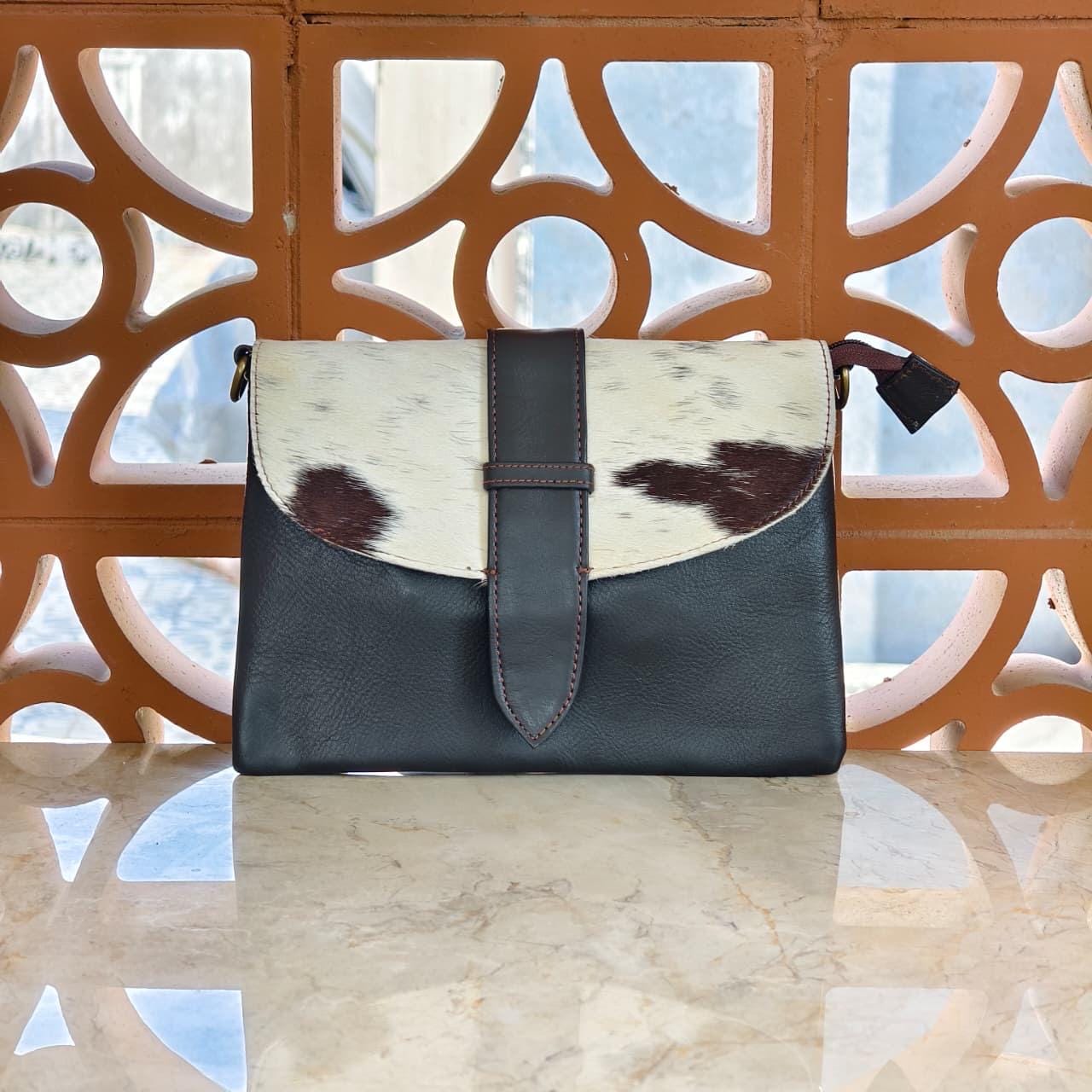 Leather Cowhide Crossbody Clutch Bag with Detachable Strap - JayKayBoutiqueOnline