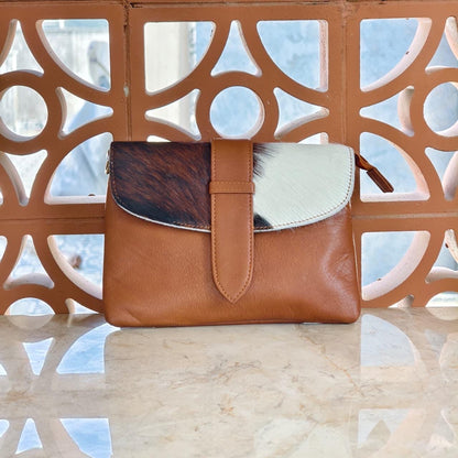 Leather Cowhide Crossbody Clutch Bag with Detachable Strap - JayKayBoutiqueOnline