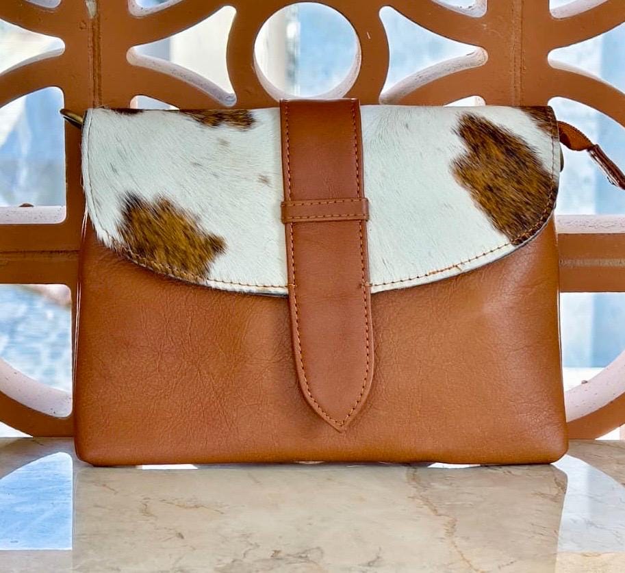 Leather Cowhide Crossbody Clutch Bag with Detachable Strap - JayKayBoutiqueOnline