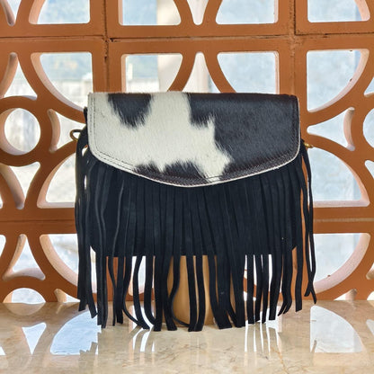 Suede Fringed Clutch Crossbody Bag with Detachable Strap - JayKayBoutiqueOnline
