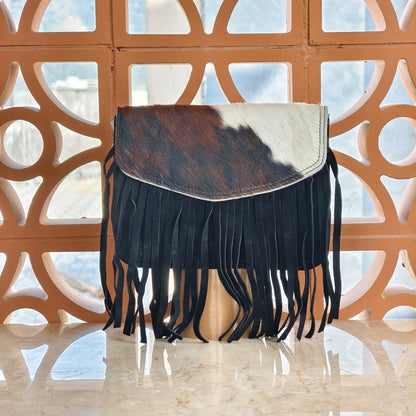 Suede Fringed Clutch Crossbody Bag with Detachable Strap - JayKayBoutiqueOnline