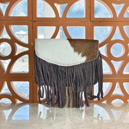 Suede Fringed Clutch Crossbody Bag with Detachable Strap - JayKayBoutiqueOnline