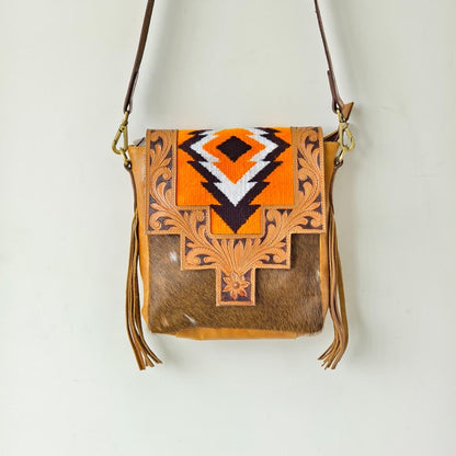 Hand Tooled Leather Cowhide Shoulder Bag - JayKayBoutiqueOnline