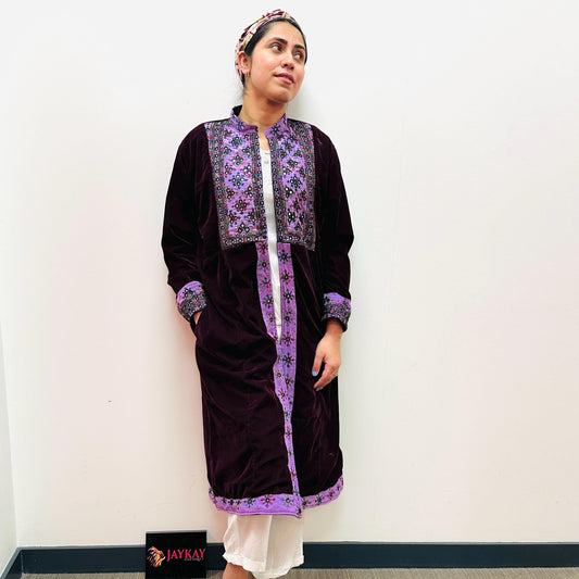 Velvet Long Coat - JayKayBoutiqueOnline