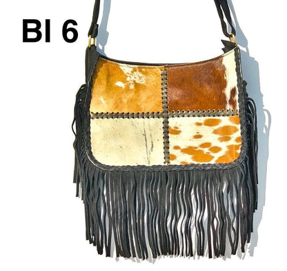 Handcrafted Cowhide & Suede Crossbody Fringe Bag - JayKayBoutiqueOnline