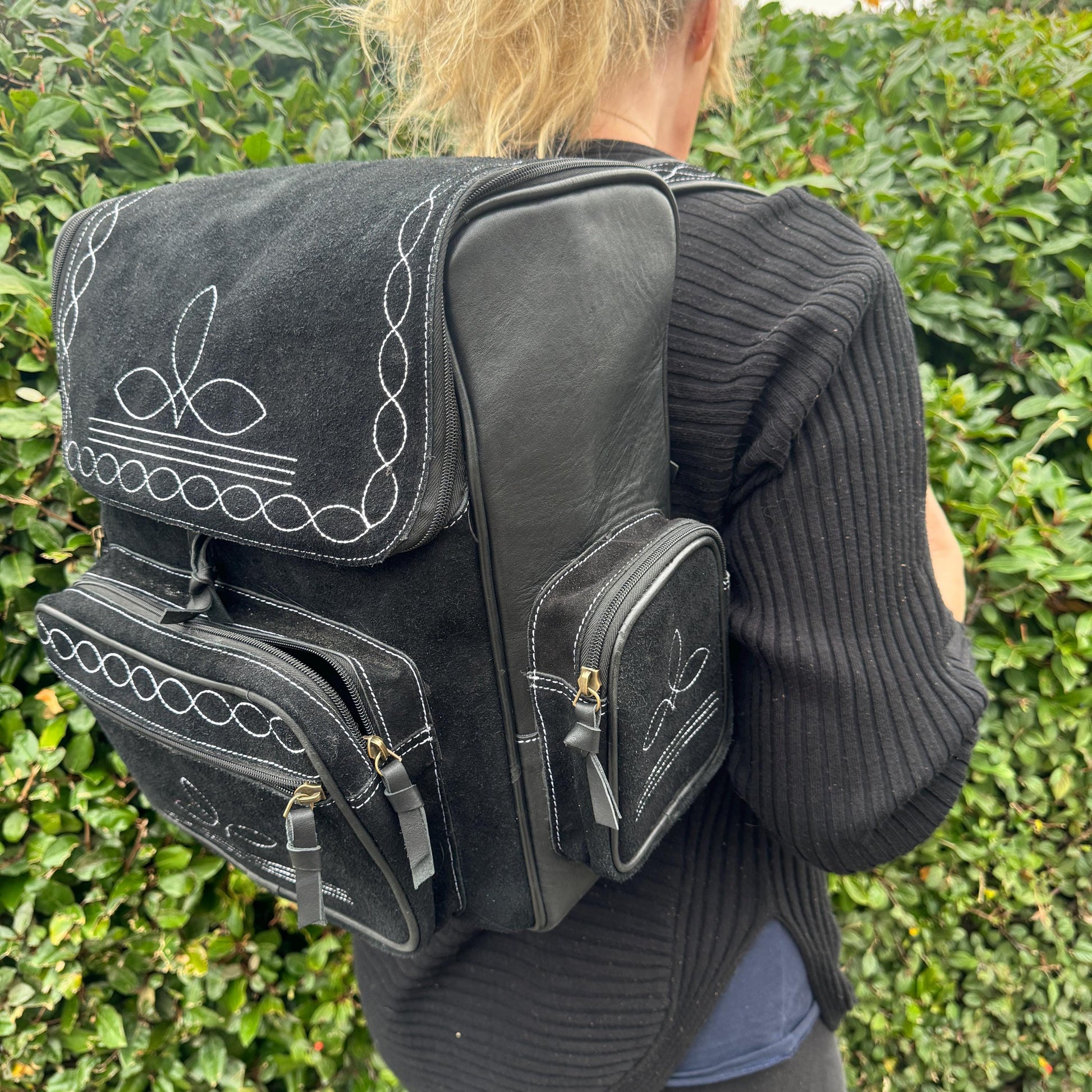 Boot Stitch Suede Backpack - JayKayBoutiqueOnline