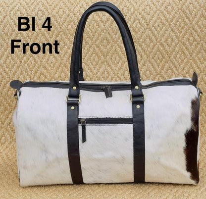 Western Leather Duffle Bag with Hair On Hide - JayKayBoutiqueOnline