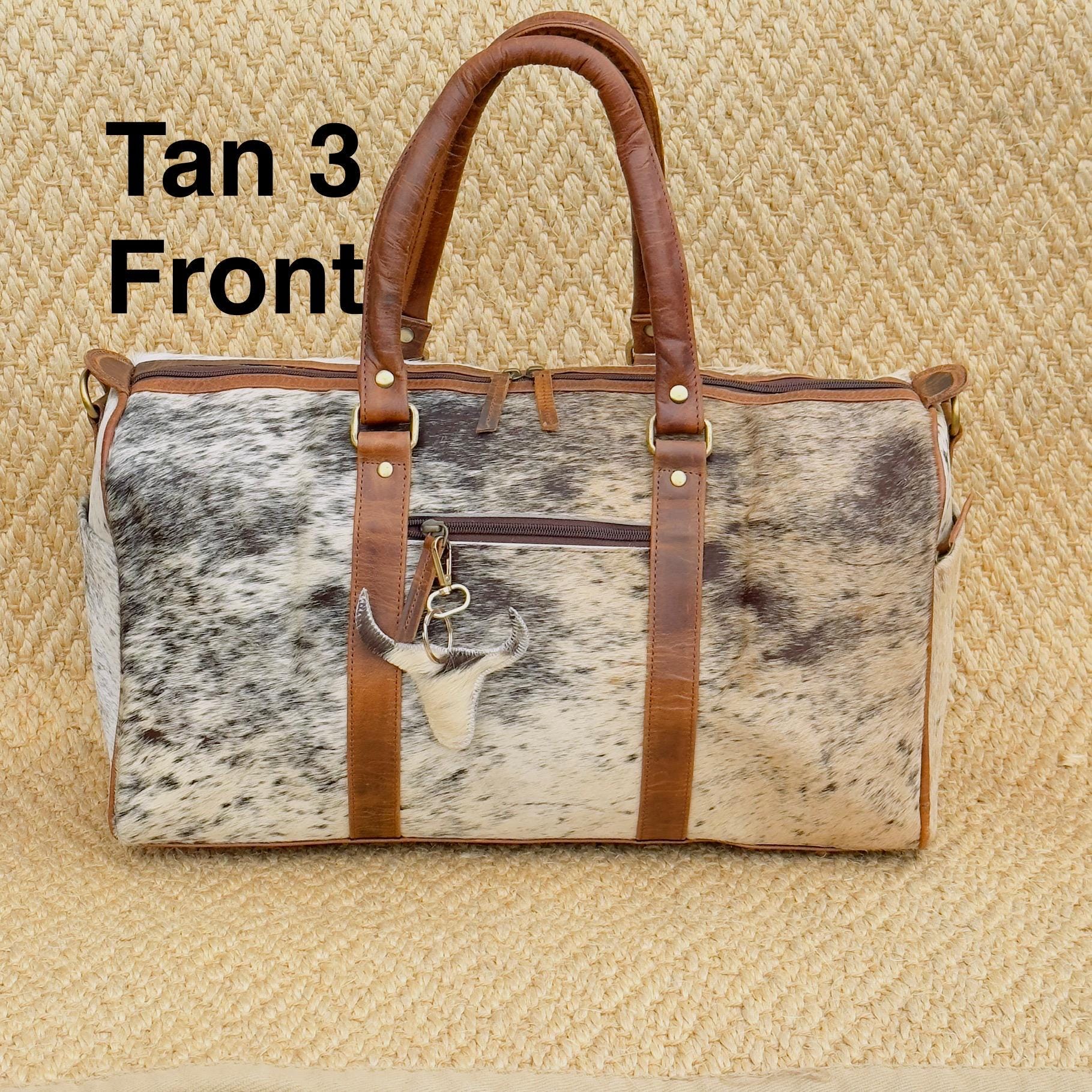 Western Leather Duffle Bag with Hair On Hide - JayKayBoutiqueOnline